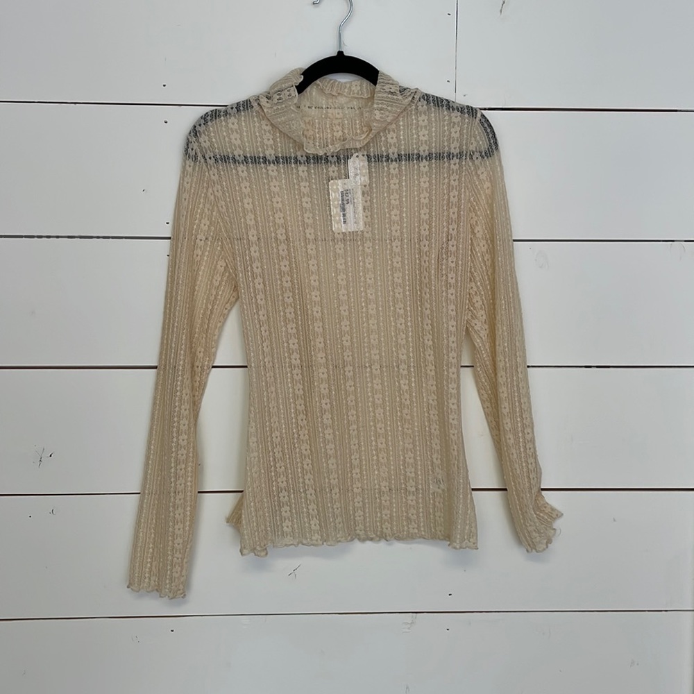 Blu Pepper Lace Turtle Neck Long Sleeve, Size L